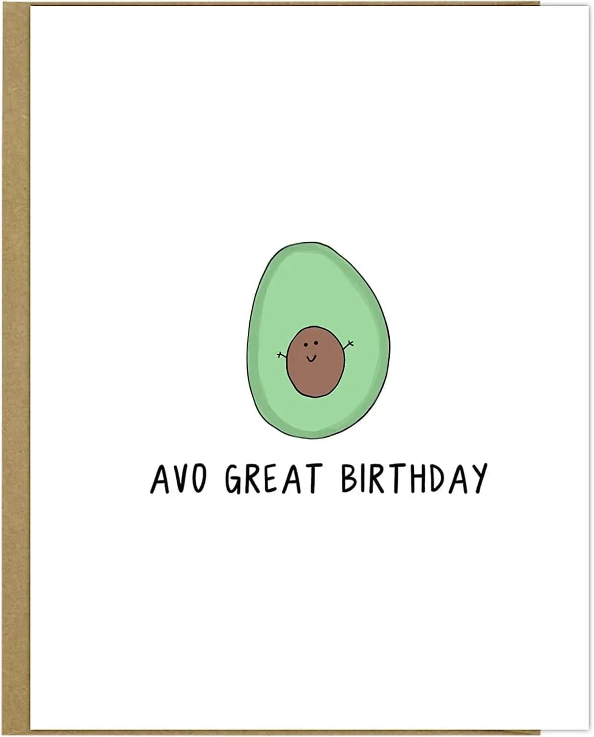 A rockdoodles Avo Great Birthday Card with a cartoon avocado for a great birthday.