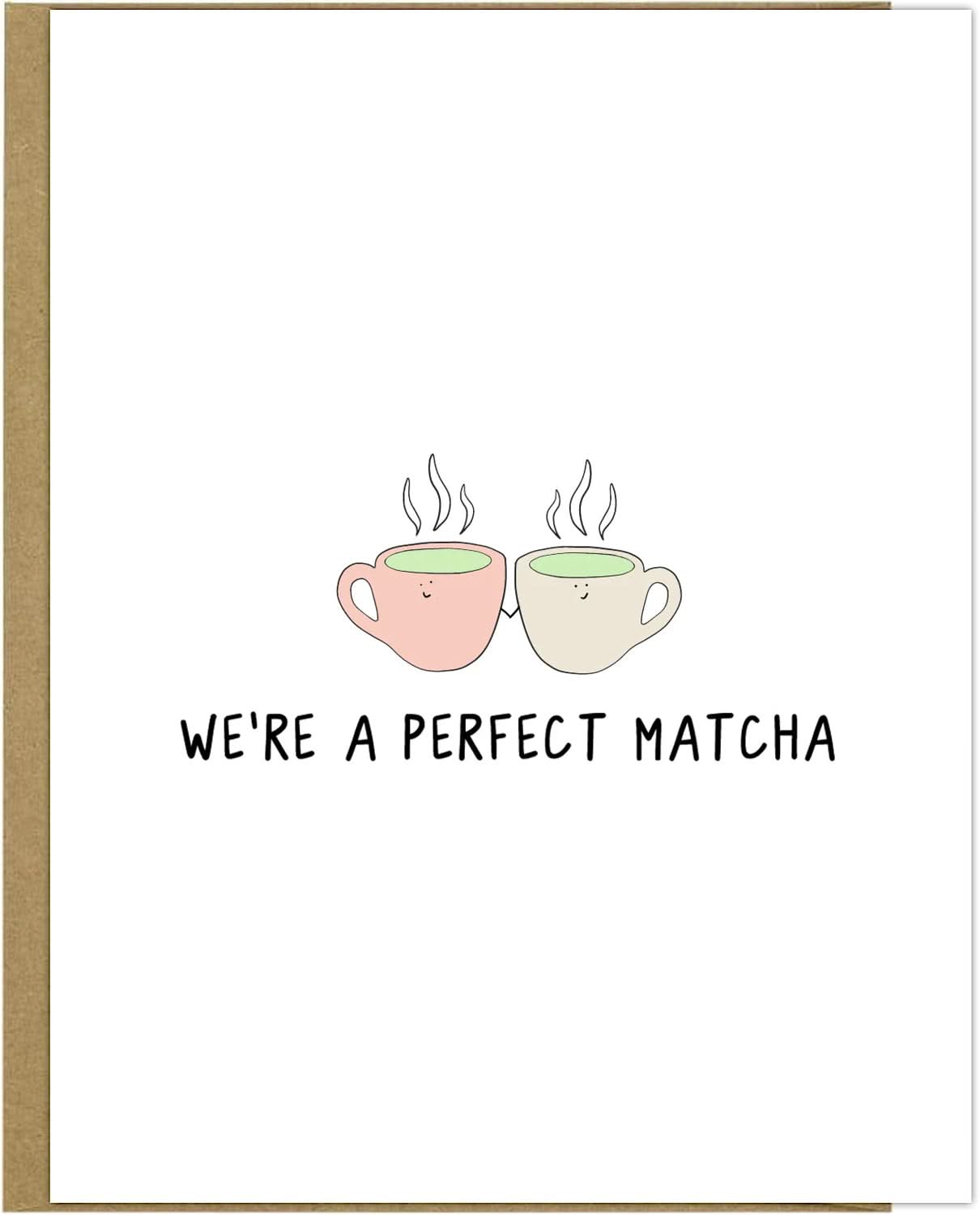 A couple of rockdoodles cups with steam, one filled with Perfect Matcha Card tea.