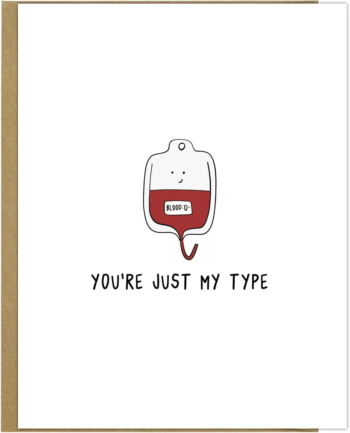 This rockdoodles Blood Type Card comes with an envelope.