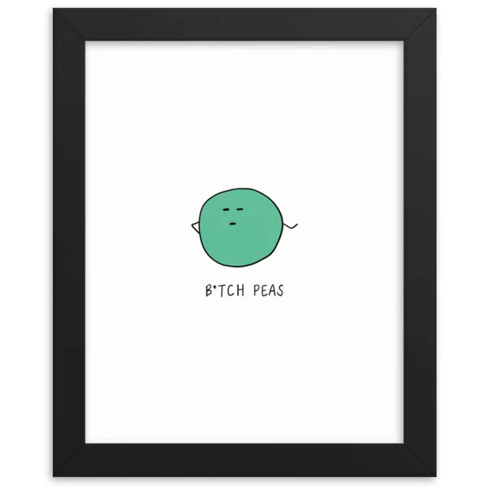 A rockdoodles wooden framed picture with a green ball.