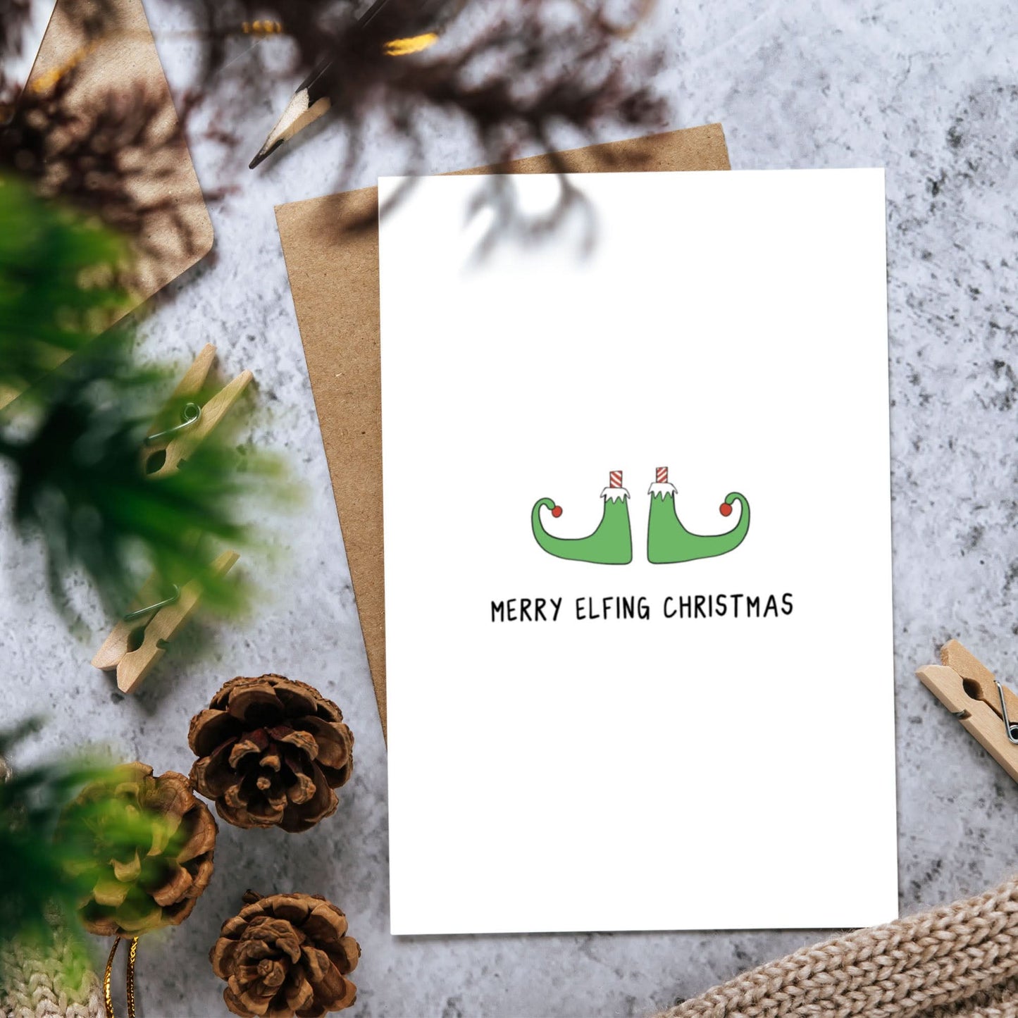 Elfing Christmas Card - rockdoodles