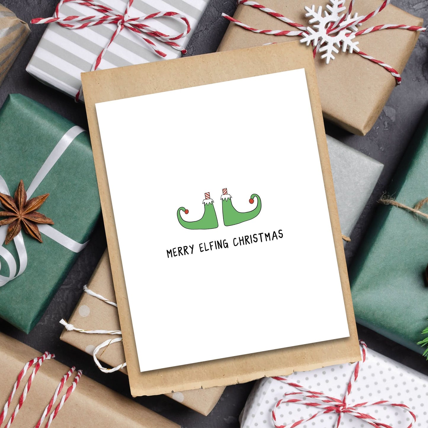 Elfing Christmas Card - rockdoodles