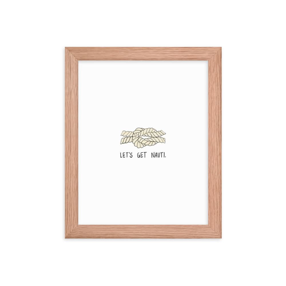 A rockdoodles framed Nauti Print featuring a rope and the words "let's go".