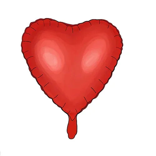 Illustration of a red, heart-shaped balloon with a small tail at the bottom, set against a plain white background.