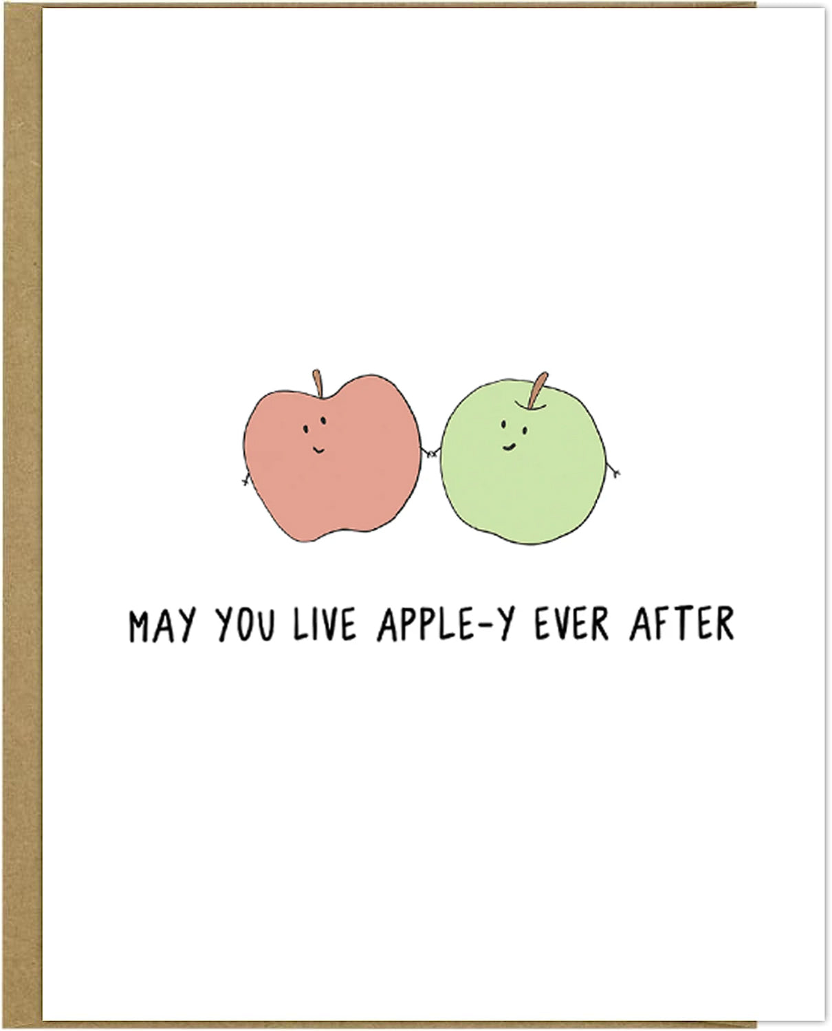 May you live Apple-y Ever After with this charming rockdoodles greeting card. The design features the captivating phrase "May You Live Apple-Y Ever After" in a delightful font. The card is made from eco-friendly materials.