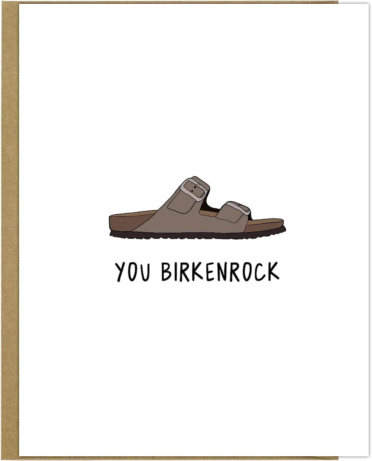 Your rockdoodles birkenrock greeting card comes in a plastic sleeve with a natural envelope, featuring an embossed design.