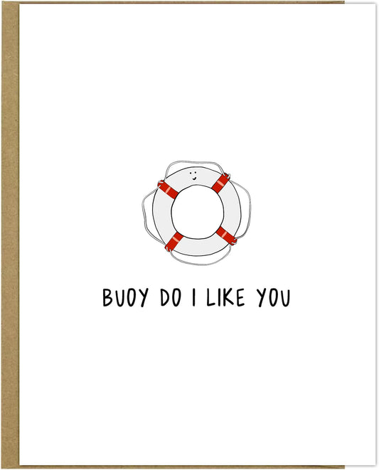 A rockdoodles buoy card inside a playful envelope with the words "Do I like you?