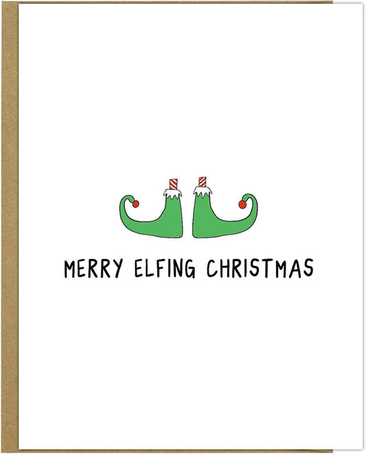 Rockdoodles Elfing Christmas Card.