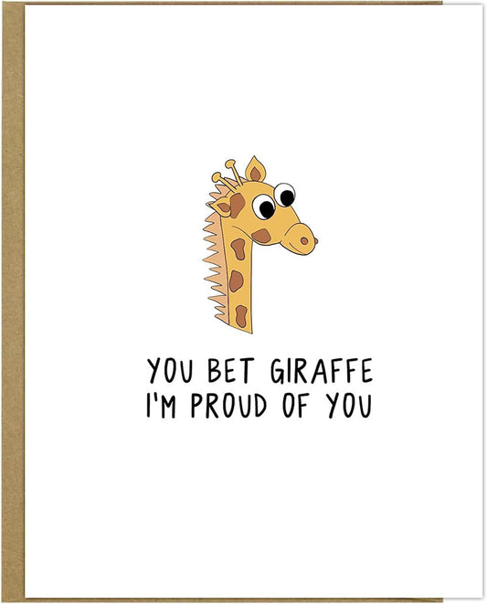 Proudly show your appreciation with our rockdoodles You Bet Giraffe Card.