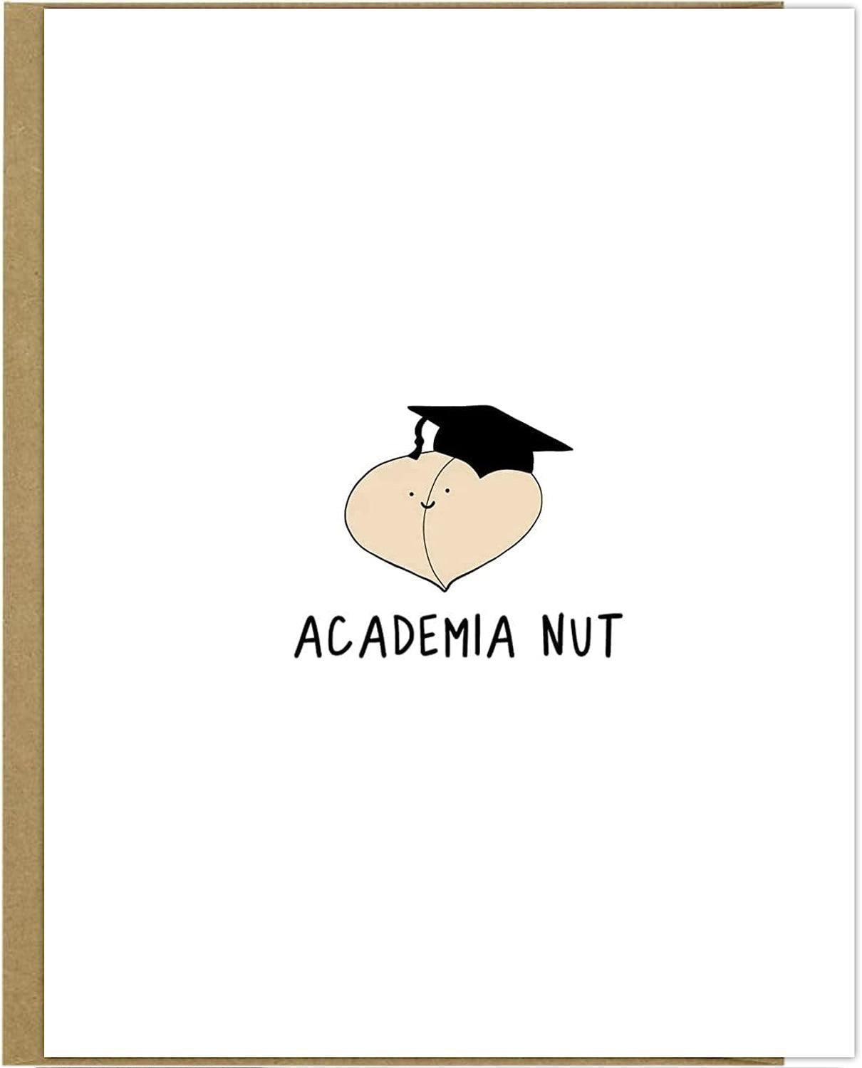 A natural envelope containing a card with the words "rockdoodles Academia Nut Card" on it.