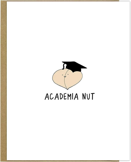 A natural envelope containing a card with the words "rockdoodles Academia Nut Card" on it.