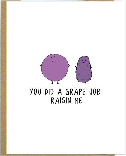 Grape Job Raisin Me Card