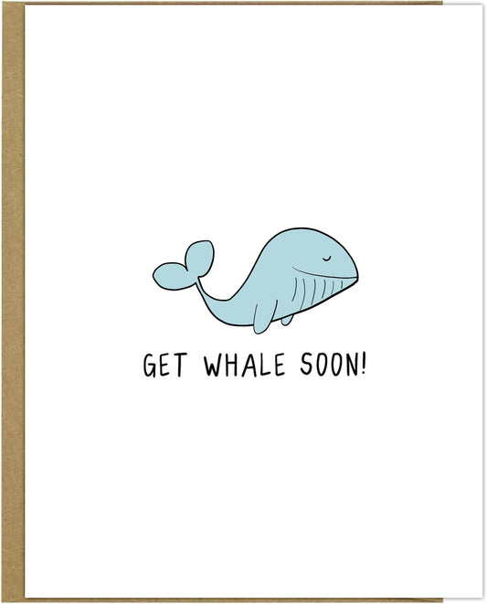Embossed rockdoodles "Get Whale Soon" greeting card.
