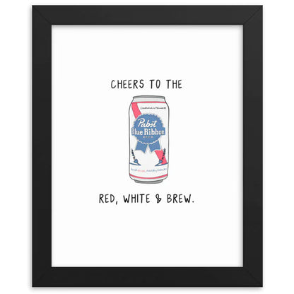 Cheers to the Rockdoodles red white & brew framed poster, featuring a wood frame and matte paper.
